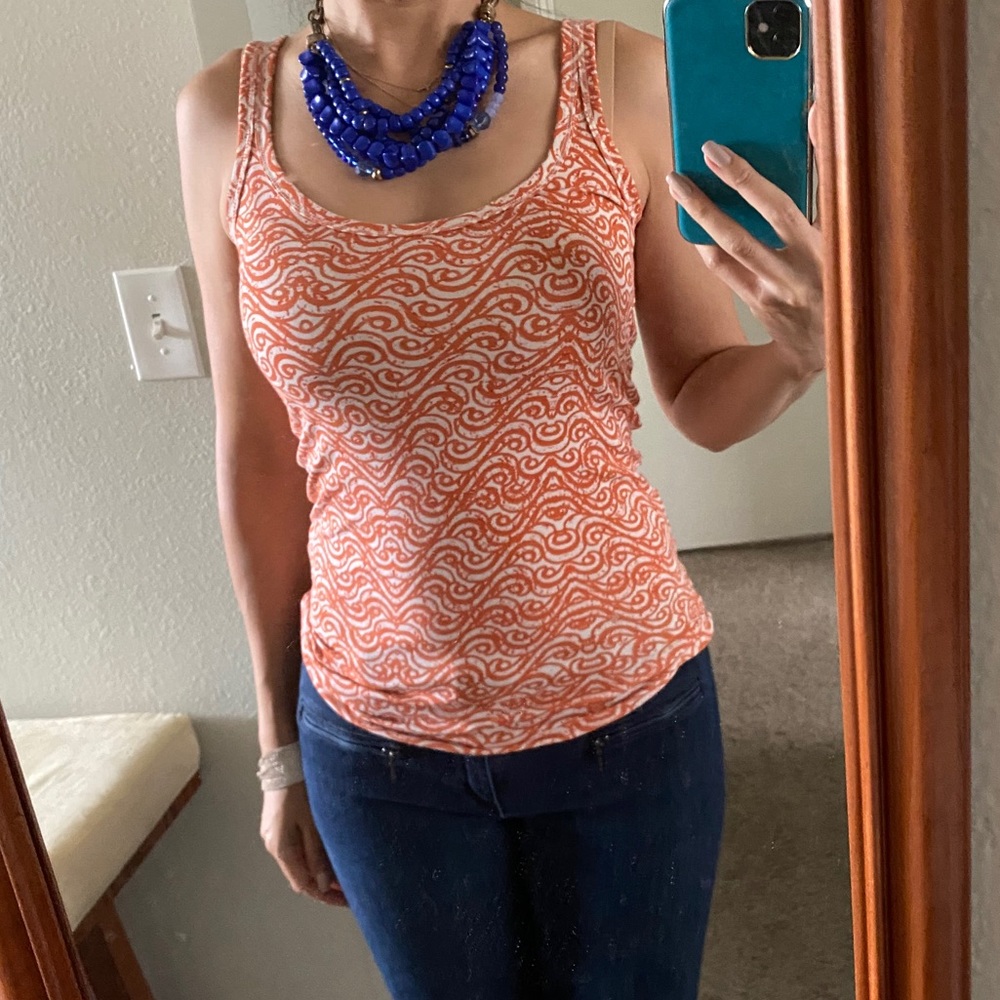 Orange print tank top- Banana Republic